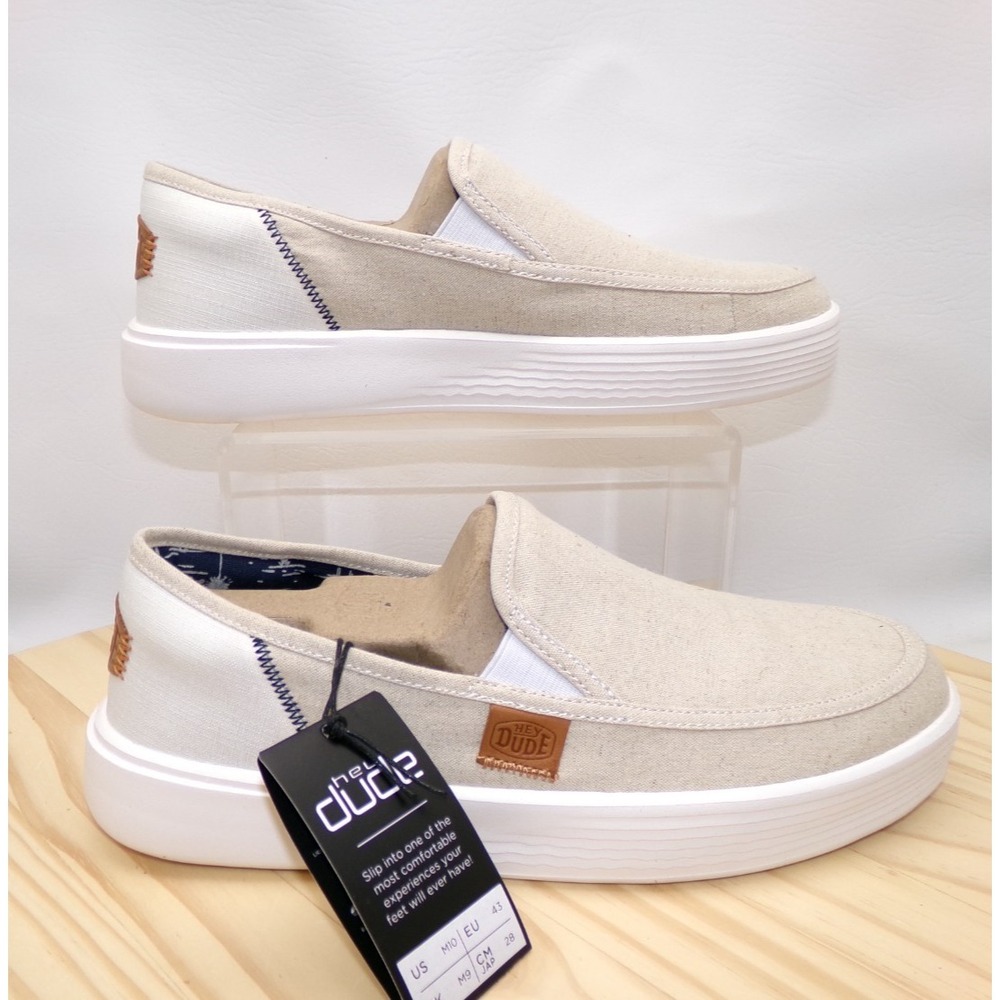 Hey Dude Sunapee M Craft Slip On Shoes Mens Tan / White Size 10 Loafers NEW